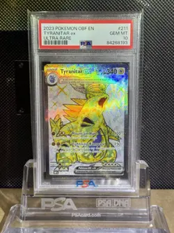 TYRANITAR EX 2023 Pokemon #211/197 PSA 10 GEM-MINT Obsidian Flames ULTRA RARE - Image 1