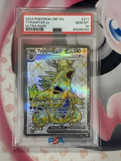 TYRANITAR EX 2023 Pokemon #211/197 PSA 10 GEM-MINT Obsidian Flames ULTRA RARE - Image 3
