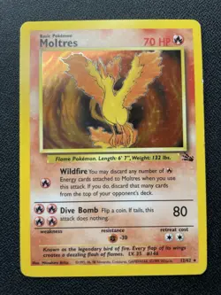 Pokemon Moltres 12/62 Fossil Holo Rare Unlimited HP (#2) - Image 1