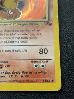 Pokemon Moltres 12/62 Fossil Holo Rare Unlimited HP (#2) - Image 4