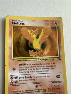 Pokemon TCG Moltres 12/62 Fossil Holo Unlimited (1999) HP Heavily Played - Image 2