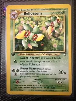 Pokemon TCG Bellossom Neo Genesis Holo Unlimited Rare Card 3/111 1st Edition - Image 1