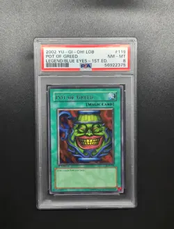 PSA 8 Pot of Greed LOB-119 1st Edition The Legend of Blue Eyes White Dragon - Image 1