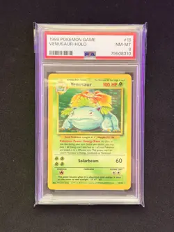 1999 WOTC Pokemon Game Venusaur Holo Base Set Card 15/102 PSA 8 NM-MT New Slab - Image 1