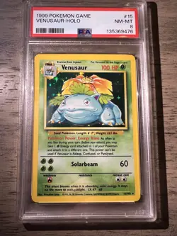 1999 WOTC Pokemon Game Venusaur Holo Base Set Card 15/102 PSA 8 NM-MT New Slab - Image 1