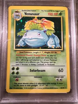 1999 WOTC Pokemon Game Venusaur Holo Base Set Card 15/102 PSA 8 NM-MT New Slab - Image 2