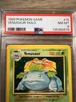 1999 WOTC Pokemon Game Venusaur Holo Base Set Card 15/102 PSA 8 NM-MT New Slab - Image 3