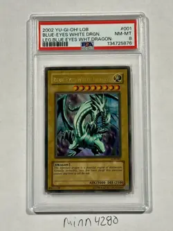 2002 Blue-Eyes White Dragon LOB-001 Unlimited PSA 8 - Image 1
