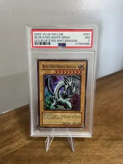 Yu-Gi-Oh 2002 Blue-Eyes White Dragon LOB-001 Ultra Rare Unlimited Card PSA 7 - Image 1