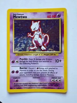 Mewtwo 10/102 1999 Base Set Pokemon TCG Holo Unlimited, Rare Card - Image 1