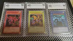 Yugioh BCCG Lot Egyptian God Cards Slifer, Wing Dragon Ra Obelisk the Tormentor - Image 1
