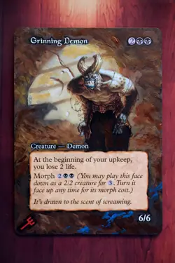 Grinning Demon *Magic Altered Hand Painted Extended Borderless Art* MTG by Erich - Image 1