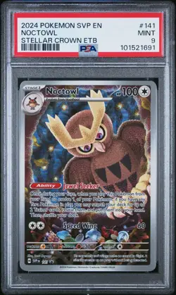 2024 Pokemon SVP Noctowl Stellar Crown ETB Promo #141 PSA 9 - Image 1