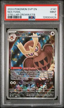 2024 Pokemon SVP Noctowl Stellar Crown ETB Promo #141 PSA 9 - Image 1