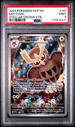 2024 Pokemon Stellar Crown ETB Promo #141 Noctowl GEM MINT PSA 9 - Image 1
