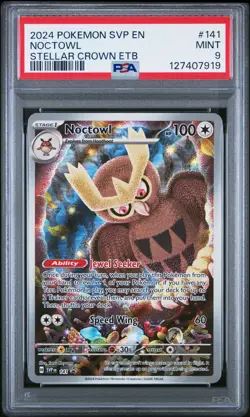 2024 POKEMON SVP EN-SV STELLAR CROWN ETB PROMO #141 NOCTOWL PSA 9 - Image 1
