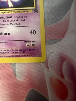 Pokemon TCG Mewtwo #3 Black Star Promo the First Movie 1999 LP - Image 2