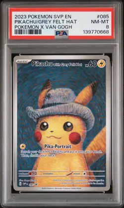 2023 POKEMON SVP EN-SV BLACK STAR PROMO #085 PIKACHU WITH GREY FELT HAT PSA 8 - Image 1