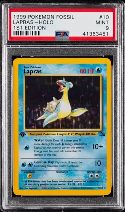 1999 POKEMON FOSSIL 1ST ED #10 LAPRAS-HOLO PSA 9 - Image 1