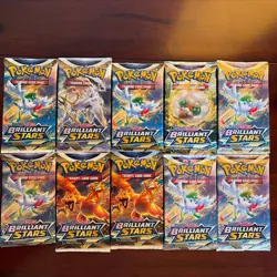 10x Pokemon TCG Brilliant Stars Booster Packs - New Sealed - Image 1