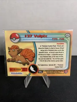 Vulpix #37 - 1999 Topps Pokemon TV Animation Edition Series 1 Red Label - Image 2