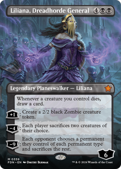 x1 Liliana, Dreadhorde General FDN Foundations MTG 359 MYTHIC BORDERLESS M/NM 1x - Image 1