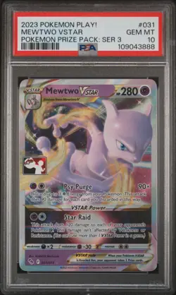 2023 POKEMON PLAY! POKEMON PRIZE PACK: SER 3 #031 MEWTWO VSTAR PSA 10 - Image 1