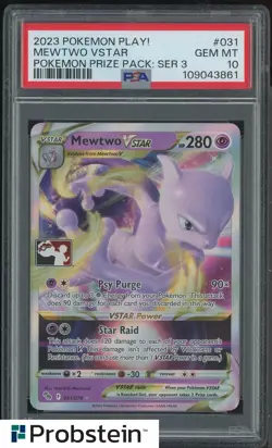 2023 Pokemon Play! Prize Pack Ser 3 #031 Mewtwo Vstar PSA 10 GEM MINT - Image 1