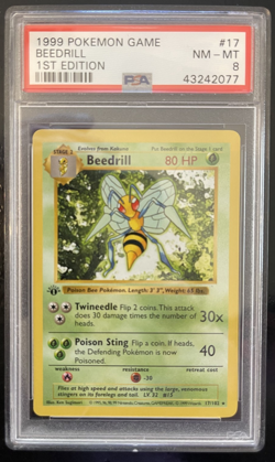 PSA 8 1st ed Shadowless BEEDRILL #17/102 1999 POKEMON TCG - Image 1