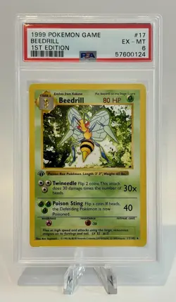1999 Pokemon Game Base Shadowless 1st Edition English Card-PSA 6 Beedrill 17/102 - Image 1