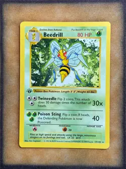 Pokemon Beedrill 17/102 Base Set Shadowless Rare 1st Edition LP - Image 1
