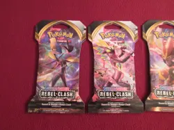 Pokemon TCG Rebel Clash X4 Hanger Sleeved Booster Packs Sealed Complete Art Set - Image 2