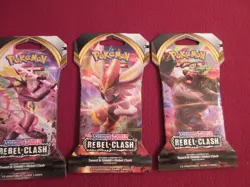 Pokemon TCG Rebel Clash X4 Hanger Sleeved Booster Packs Sealed Complete Art Set - Image 3