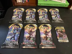 Pokemon Sword & Shield Rebel Clash 7 Sleeved Booster & 1 Loose Pack NEW SEALED - Image 1