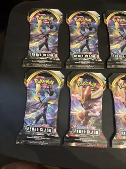 Pokemon Sword & Shield Rebel Clash 7 Sleeved Booster & 1 Loose Pack NEW SEALED - Image 2