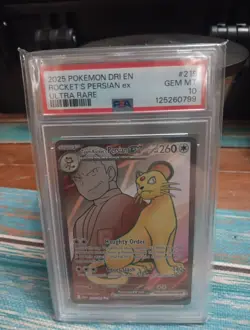 2025 POKEMON DRI EN-DESTINED RIVALS ULTRA RARE TEAM ROCKET'S PERSIAN EX PSA 10 - Image 1