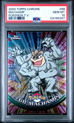 2000 TOPPS CHROME POKEMON T.V. #68 MACHAMP PSA 10 - Image 1