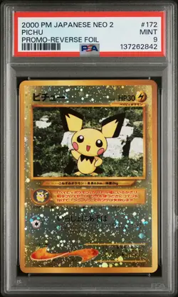 Nintendo Pichu #172 Neo Premium File 2 Promo Reverse Foil PSA 9 2000 Pokemon TCG - Image 1