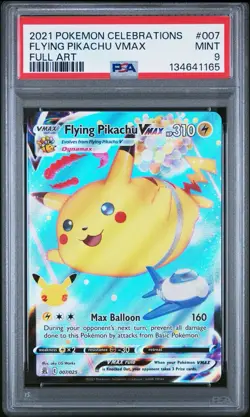 2021 Pokemon Celebrations 007 Flying Pikachu VMAX Full Art PSA 9 - Image 1