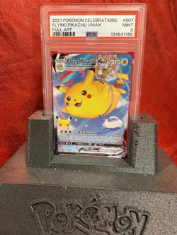 2021 Pokemon Celebrations 007 Flying Pikachu VMAX Full Art PSA 9 - Image 3