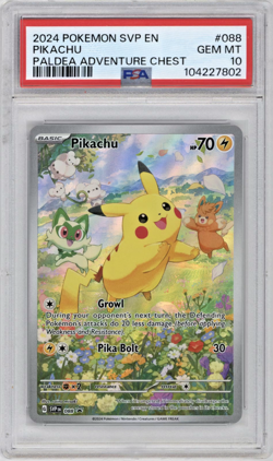 2024 POKEMON SVP EN-SV PROMO #088 PIKACHU PALDEA ADVENTURE CHEST PSA 10 - Image 1