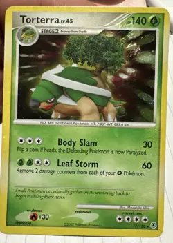 Torterra 17/130 HOLO BLEED + DOUBLE SWIRL Rare D&P Set Pokemon Card 2007 NM - Image 1