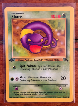 1999 Pokemon Ekans 1st Edition 46/62 Fossil Regular TCG - LP - Image 1