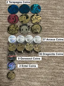 Pokemon Coin Lot of 94 Coins - 9 Large/85Small - Different Rarities - Image 1