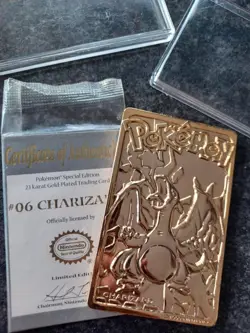 Vintage Pokemon 1999 CHARIZARD Burger King Promo 23k Gold Plated Trading Card - Image 1