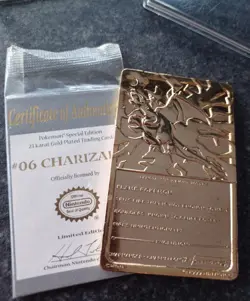 Vintage Pokemon 1999 CHARIZARD Burger King Promo 23k Gold Plated Trading Card - Image 2