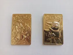 Pokemon 1999 23k Gold Plated Trading Card Burger King Promo Pikachu & Charizard - Image 1