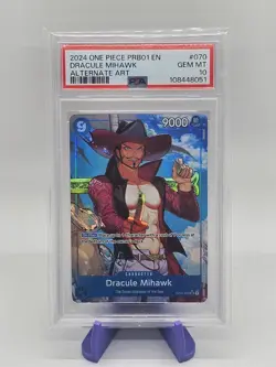 Dracule Mihawk OP01-070 (Alternate Art) One Piece - PRB01 PSA 10 - Image 1