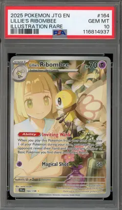 Pokemon Lillie's Ribombee Journey Together Illustration Rare #164 PSA 10 - Image 1