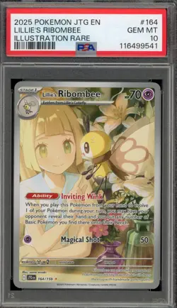 Pokemon Lillie's Ribombee Journey Together Illustration Rare #164 PSA 10 - Image 1
